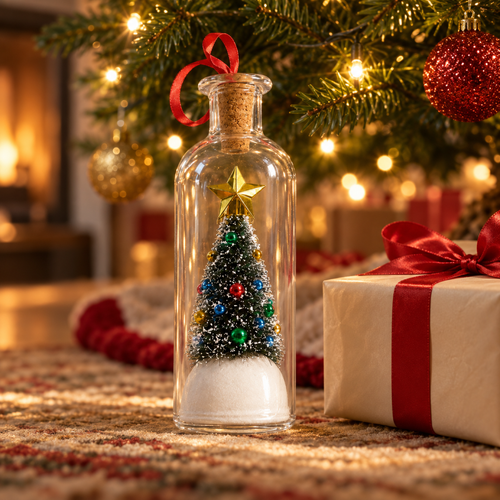 Bouteille de Noël à message vocal en situation